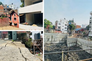 निर्माणाधीन अपार्टमेन्ट वरपरको जमिन भासिँदा आधा दर्जन घर प्रभावित