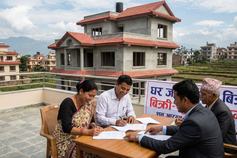an older couple buying a house in Nepal